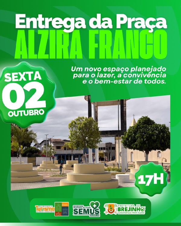 CONVITE DE ENTREGA DA PRAÇA ALZIRA FRANCO